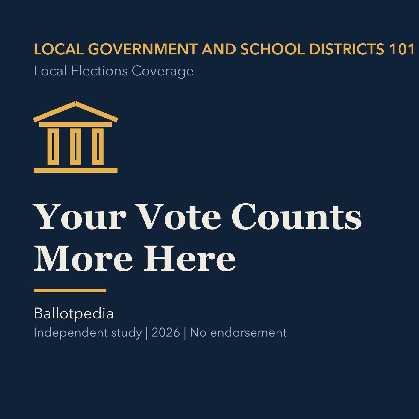 Gold local government line art and ivory episode title on a deep navy background.