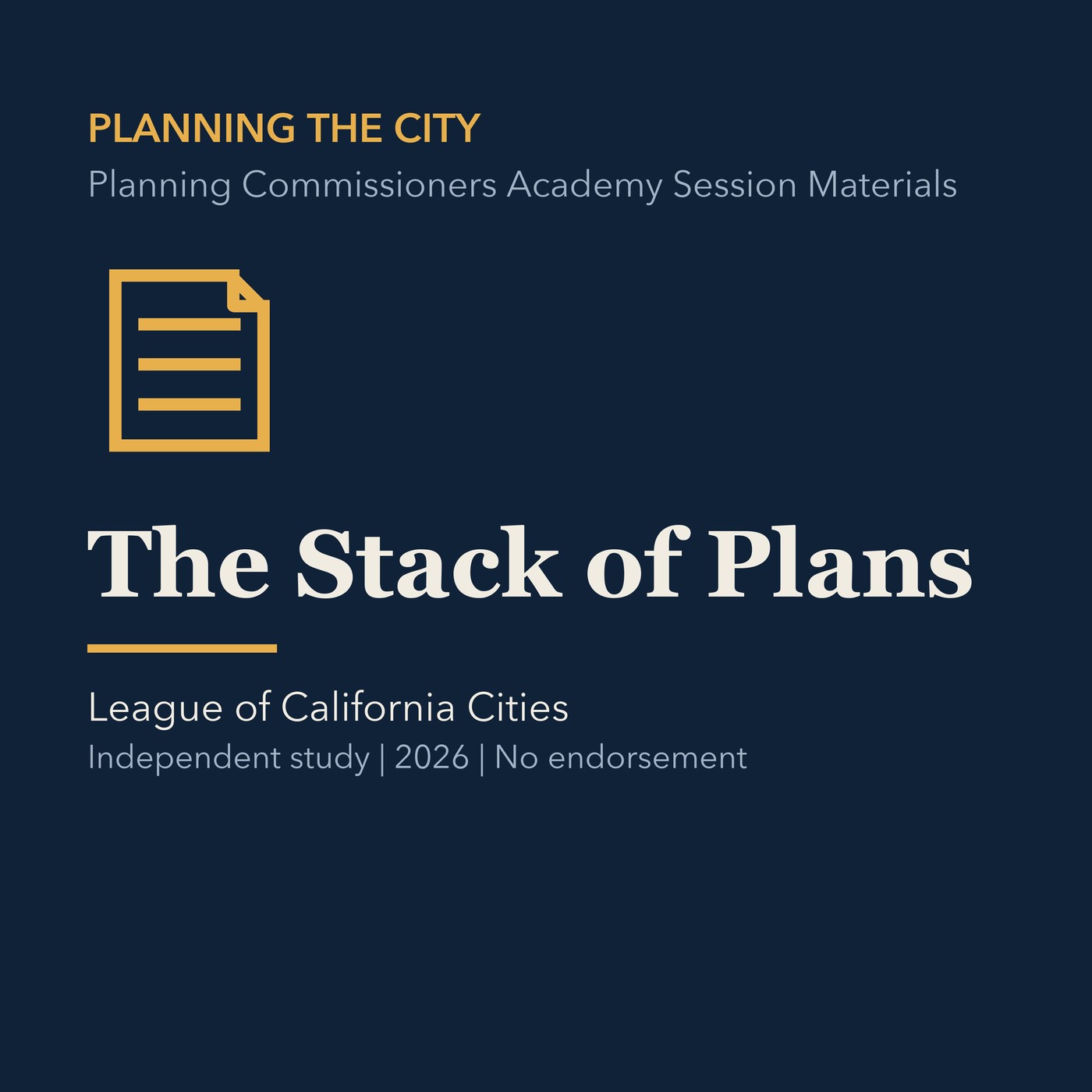 Gold planning line art and ivory episode title on a deep navy background.