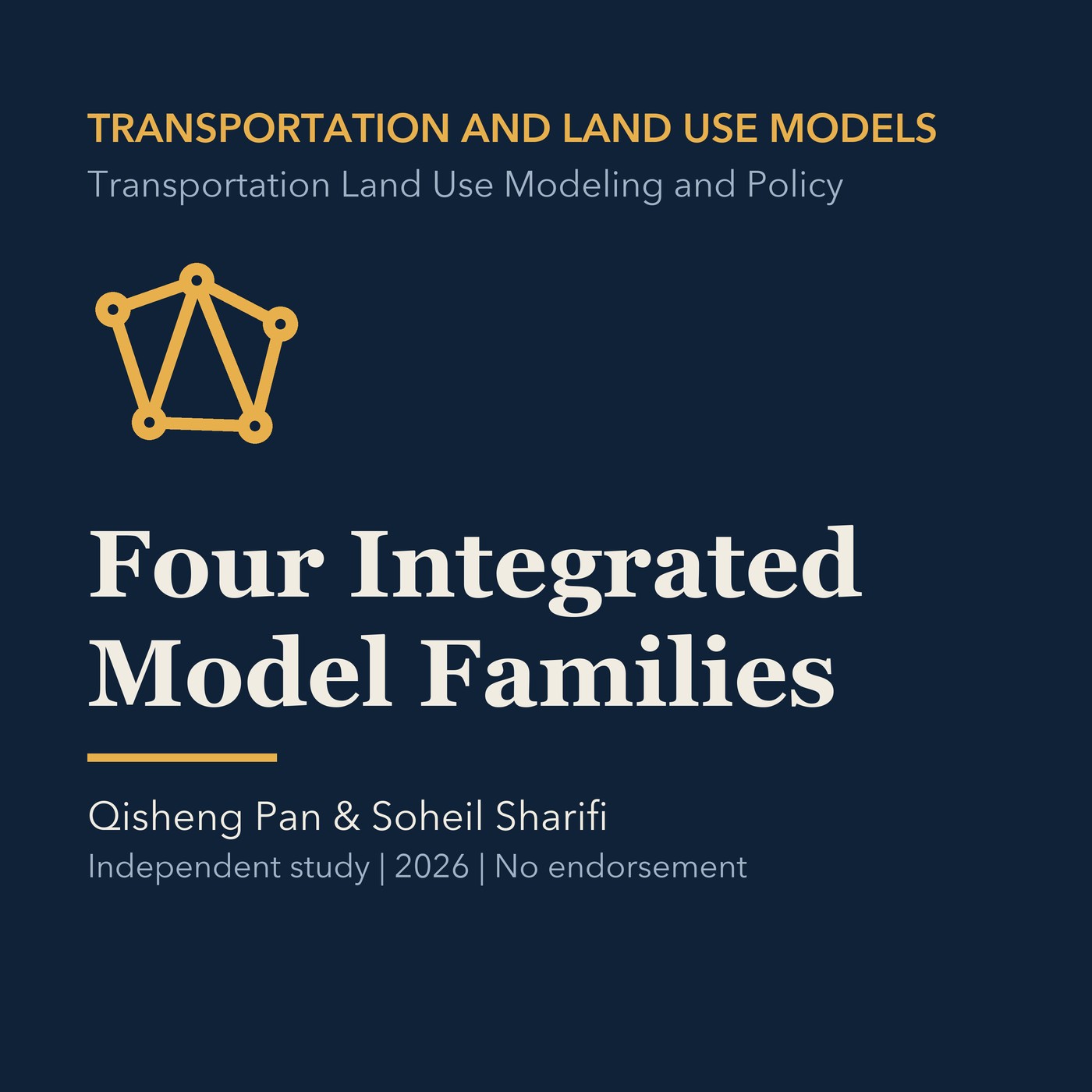 Gold transportation modeling line art and ivory episode title on a deep navy background.